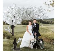 Generico Albero di Fiori di Ciliegio Artificiale Decorazione Floreale di Seta Sakura Finta Fatta A Mano Albero dei Desideri per Eventi di Nozze Ristorante,Bianca,250mx200cm