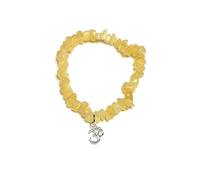 Generico ALCHIMIA - Bracciale chip CALCITE GIALLA vere naturali con ciondolo OM metallo color argento