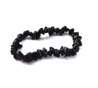 Generico ALCHIMIA - Bracciale chip elastico pietre vere naturali OSSIDIANA NERA