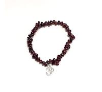 Generico ALCHIMIA - Bracciale chip GRANATO pietre vere naturali con ciondolo OM metallo color argento