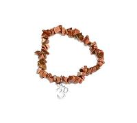 Generico ALCHIMIA - Bracciale chip pietre vere naturali con ciondolo OM metallo color argento GOLD STONE SINTETICO