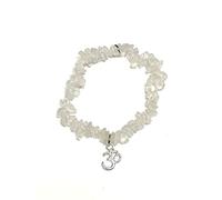 Generico ALCHIMIA - Bracciale chip QUARZO IALINO pietre vere naturali con ciondolo OM metallo color argento