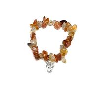 Generico ALCHIMIA - Bracciale CORNIOLA pietre vere naturali con ciondolo OM metallo color argento