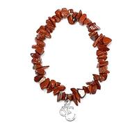 Generico ALCHIMIA - Bracciale DIASPRO ROSSO pietre vere naturali con ciondolo OM metallo color argento