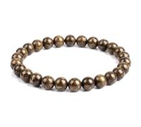 Generico ALCHIMIA- Bracciale donna - uomo elastico pietre vere naturali 6 mm. (Bronzite)