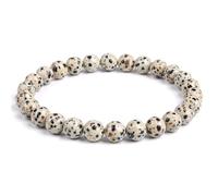Generico ALCHIMIA- Bracciale donna - uomo elastico pietre vere naturali 6 mm. (Diaspro Dalmata)