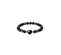 Generico ALCHIMIA- Bracciale elastico di protezione ossidiana nera, ematite e pietra a forma di cuore di (Ossidiana)