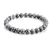 Generico ALCHIMIA Bracciale Elastico Pietre Naturali 6 mm, Diaspro Picasso