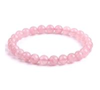 Generico ALCHIMIA Bracciale Elastico Pietre Naturali 6 mm, Quarzo Rosa
