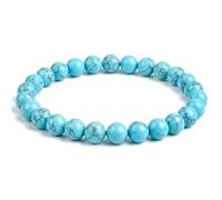 Generico ALCHIMIA Bracciale Elastico Pietre Naturali 6mm, Howlite Azzurra