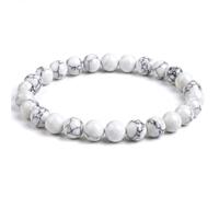 Generico ALCHIMIA Bracciale Elastico Pietre Naturali 6mm, Howlite Bianca