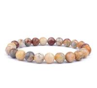 Generico ALCHIMIA - Bracciale elastico pietre vere naturali mm.6 Agata crazy gialla