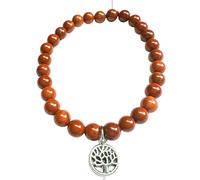 Generico Alchimia- Bracciale elastico pietre vere naturali mm.6 pendente albero della vita cristalloterapia Diaspro Rosso