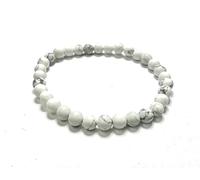 Generico ALCHIMIA - Bracciale elastico uomo pietre vere naturali satinate opaco mm.6 HOWLITE BIANCA