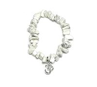 Generico ALCHIMIA - Bracciale HOWLITE BIANCA pietre vere naturali con ciondolo OM metallo color argento