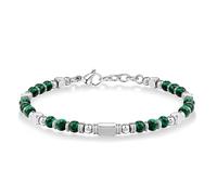 Generico Alchimia- Bracciale in pietre vere Naturali e Acciaio Inox - Gioiello Unisex per Uomo e Donna, Protezione ed Energia Positiva (Malachite)