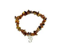 Generico ALCHIMIA - Bracciale OCCHIO DI TIGRE pietre vere naturali con ciondolo OM metallo color argento