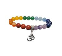 Generico ALCHIMIA- Bracciale pietre vere naturali mm.8 con ciondolo OM cristalloterapia 7 Chakra