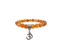 Generico ALCHIMIA- Bracciale pietre vere naturali mm.8 con ciondolo OM cristalloterapia Corniola