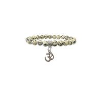 Generico ALCHIMIA- Bracciale pietre vere naturali mm.8 con ciondolo OM cristalloterapia Diaspro Dalmata