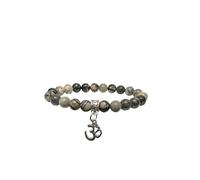 Generico ALCHIMIA- Bracciale pietre vere naturali mm.8 con ciondolo OM cristalloterapia Diaspro Picasso