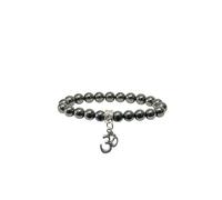 Generico ALCHIMIA- Bracciale pietre vere naturali mm.8 con ciondolo OM cristalloterapia Ematite