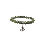 Generico ALCHIMIA- Bracciale pietre vere naturali mm.8 con ciondolo OM cristalloterapia (Giada)