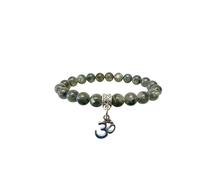 Generico ALCHIMIA- Bracciale pietre vere naturali mm.8 con ciondolo OM cristalloterapia Labradorite