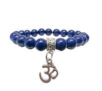 Generico ALCHIMIA- Bracciale pietre vere naturali mm.8 con ciondolo OM cristalloterapia Lapislazzulo