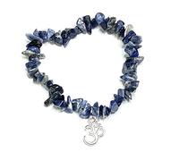 Generico ALCHIMIA - Bracciale SODALITE chip pietre vere naturali con ciondolo OM metallo color argento