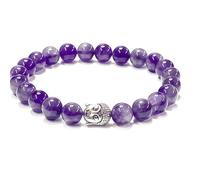 Generico ALCHIMIA - Bracciale unisex Buddha pietre vere naturali mm.8 (AMETISTA)