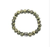 Generico ALCHIMIA - Bracciale unisex Buddha pietre vere naturali mm.8 (DIASPRO DALMATA)
