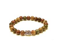 Generico ALCHIMIA - Bracciale unisex Buddha pietre vere naturali mm.8 (DIASPRO LEOPARDO)