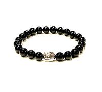 Generico ALCHIMIA - Bracciale unisex Buddha pietre vere naturali mm.8 (ONICE NERA)
