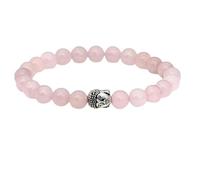 Generico ALCHIMIA - Bracciale unisex Buddha pietre vere naturali mm.8 (QUARZO ROSA)