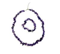 Generico ALCHIMIA - Set Bracciale e Collana con chips di Pietra Naturale, Gioielli Energetici per Armonia e Benessere Spirituale, cristalloterapia meditazione Ametista