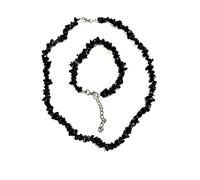 Generico ALCHIMIA - Set collana e bracciale chip Ossidiana nera