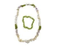 Generico ALCHIMIA - Set collana e bracciale chip Peridoto citrino ialino ametista