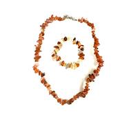 Generico ALCHIMIA - Set collana e bracciale elastico chip Corniola