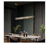 Generico All-copper Dining Room Pendant Light Luxury Creative Long Strip Minimalist Counter Water Pattern Glass Pendant Lamp