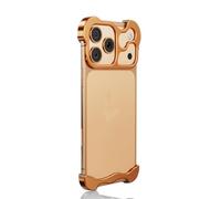 Generico Alloy Armor Bumper Case for iPhone 17/16/15/14/13/12 Promax, Frameless Titanium Alloy Metal Bumper Phone Case, Anti Drop Shockproof (Gold,17 Pro Max)