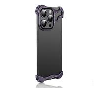 Generico Alloy Armor Bumper Case for iPhone 17/16/15/14/13/12 Promax, Frameless Titanium Alloy Metal Bumper Phone Case, Anti Drop Shockproof (Purple,13)