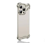 Generico Alloy Armor Bumper Case for iPhone 17/16/15/14/13/12 Promax, Frameless Titanium Alloy Metal Bumper Phone Case, Anti Drop Shockproof (Gray,14)