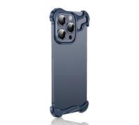 Generico Alloy Armor Bumper Case for iPhone 17/16/15/14/13/12 Promax, Frameless Titanium Alloy Metal Bumper Phone Case, Anti Drop Shockproof (Blue,16 Pro)