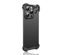 Generico Alloy Armor Bumper Case for iPhone 17/16/15/14/13/12 Promax, Frameless Titanium Alloy Metal Bumper Phone Case, Anti Drop Shockproof (Black,15 Pro Max)
