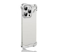 Generico Alloy Armor Bumper Case for iPhone 17/16/15/14/13/12 Promax, Frameless Titanium Alloy Metal Bumper Phone Case, Anti Drop Shockproof (Silver,17 Plus)