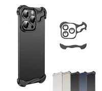 Generico Alloy Armor Bumper Case for Iphone, Minimalist Unique Titanium Alloyarmor Premium Frameless Case, for Iphone 16/15/14/13/12 Promax (16promax,Black)