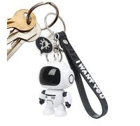 Generico Alloy Robot Keychain - 3.5 Inch Tall Figurine with Polished Metal Finish, Integrated Led Glowing Eyes for Visibility, Articulated Robot Keyring, Secure Clasp Attachment