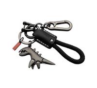 Generico Aluminum Alloy Dinosaur Charm Paired with a Hand-woven Bracelet, Keychain for Men, Dinosaur Keychain Bag Charm, Keys Accessories for Women Men (E)