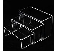Generico Alzatina alzate Tavolino Espositore in PMMA CRYLUX COLATO personalizzata profondità 10cm Alzata Trasparente Spessore 5mm dolci Cupcake e Banchi Gioielli Vetrine (20, 35)
